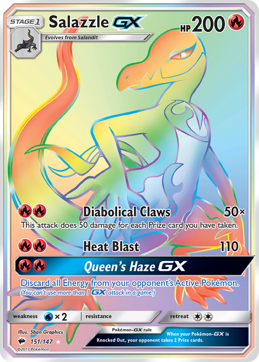 Salazzle-GX 151/147 Rare Rainbow | Burning Shadows | Pokemon Card