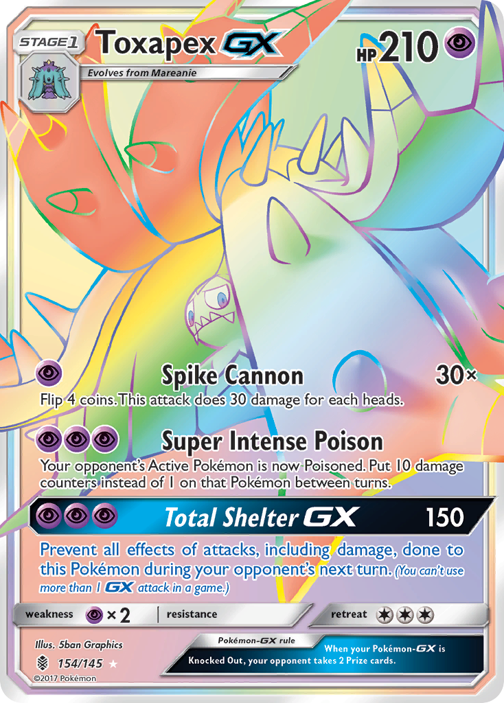 Toxapex-GX 154/145 Rare Rainbow | Guardians Rising | Pokemon Card