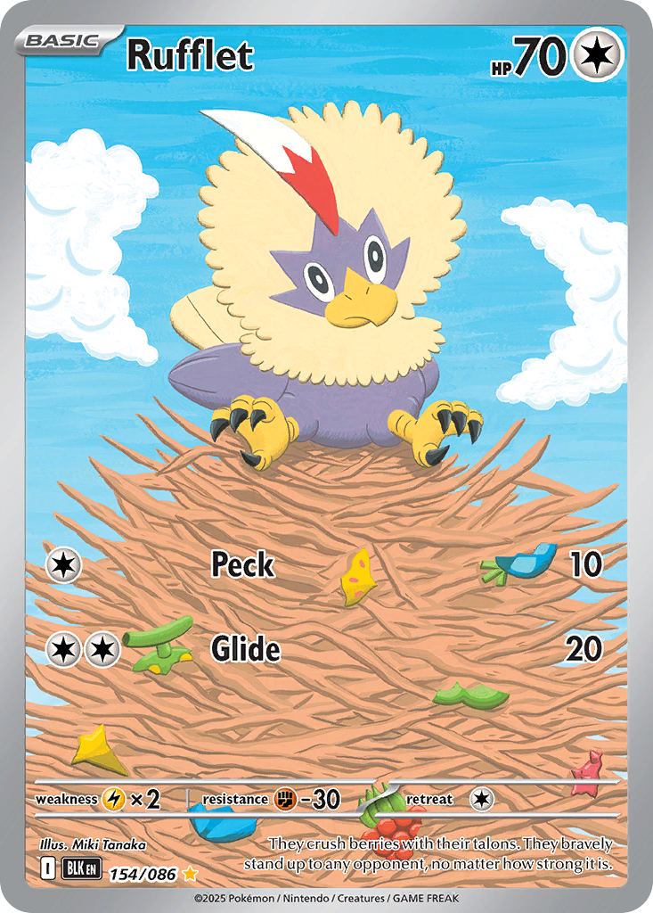 Rufflet 154/86 Illustration Rare | Black Bolt | Pokemon Card