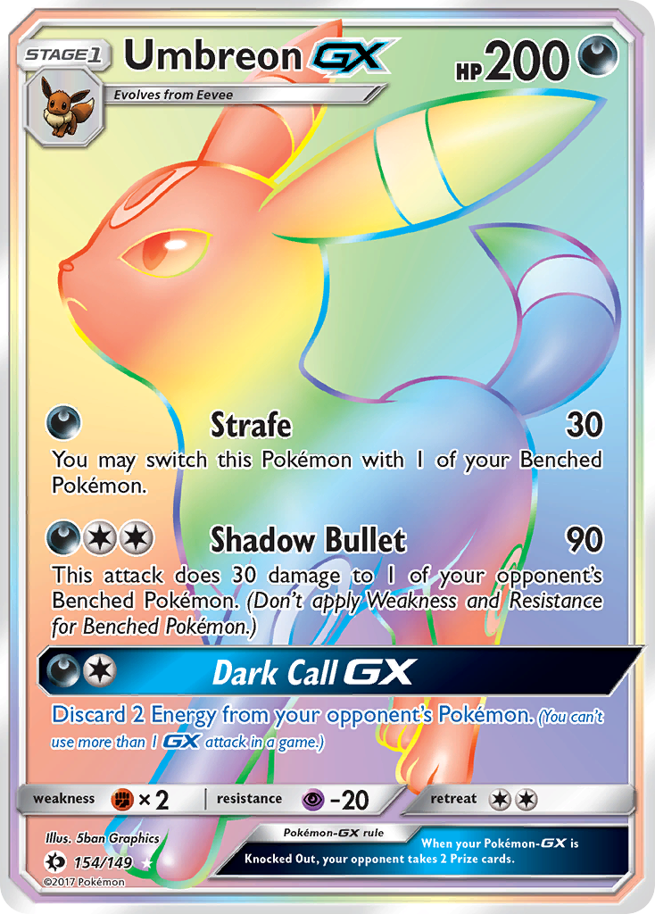 Umbreon-GX 154/149 Rare Rainbow | Sun & Moon | Pokemon Card