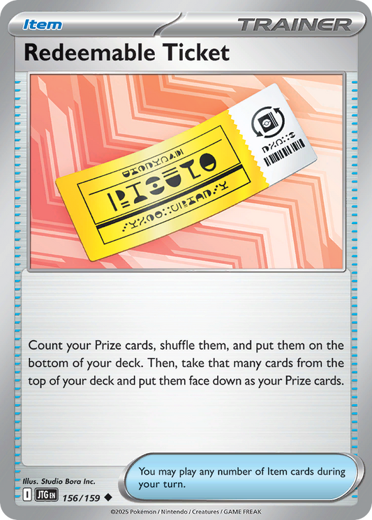 Redeemable Ticket 156/159 Uncommon | Journey Together | Pokemon Card