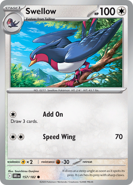 Swellow 157/182 Common | Destined Rivals | Pokemon Card