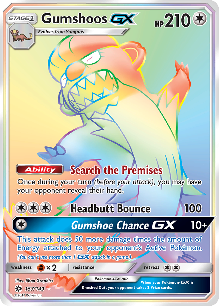 Gumshoos-GX 157/149 Rare Rainbow | Sun & Moon | Pokemon Card