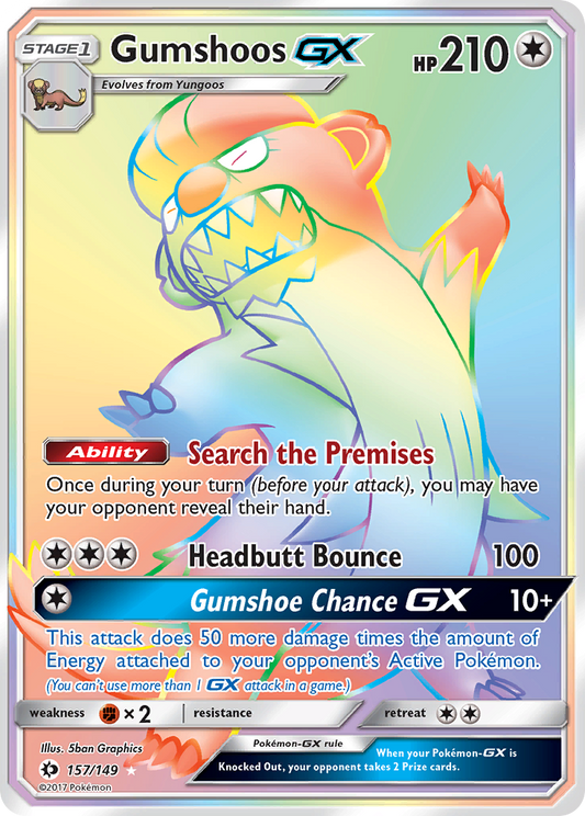 Gumshoos-GX 157/149 Rare Rainbow | Sun & Moon | Pokemon Card