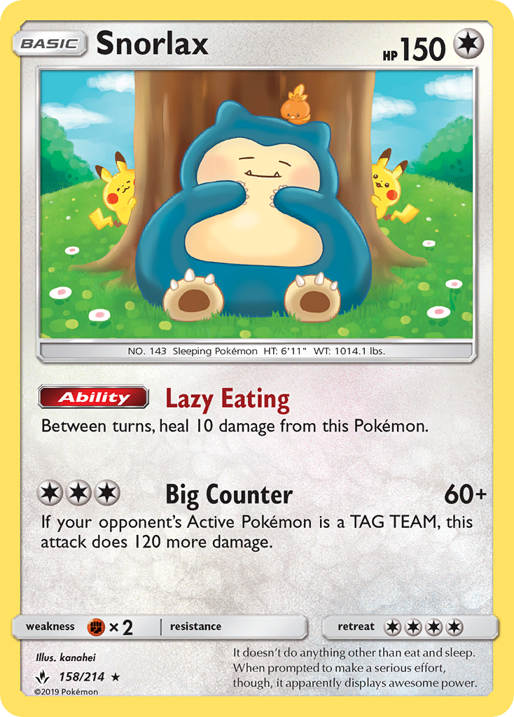 Snorlax 158/214 Rare Holo | Unbroken Bonds | Pokemon Card
