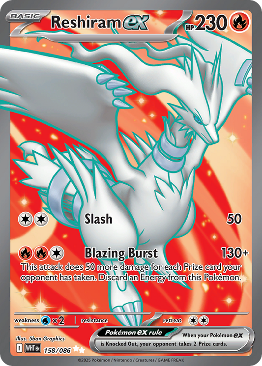 Reshiram ex 158/86 Ultra Rare | White Flare | Pokemon Card