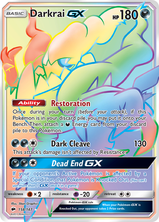 Darkrai-GX 158/147 Rare Rainbow | Burning Shadows | Pokemon Card