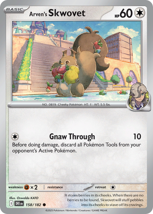 Arven's Skwovet 158/182 Common | Destined Rivals | Pokemon Card