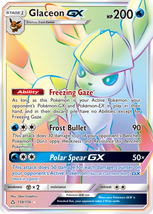 Glaceon-GX 159/156 Rare Rainbow | Ultra Prism | Pokemon Card