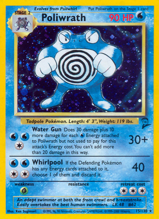 Poliwrath 15/130 Rare Holo | Base Set 2 | Pokemon Card