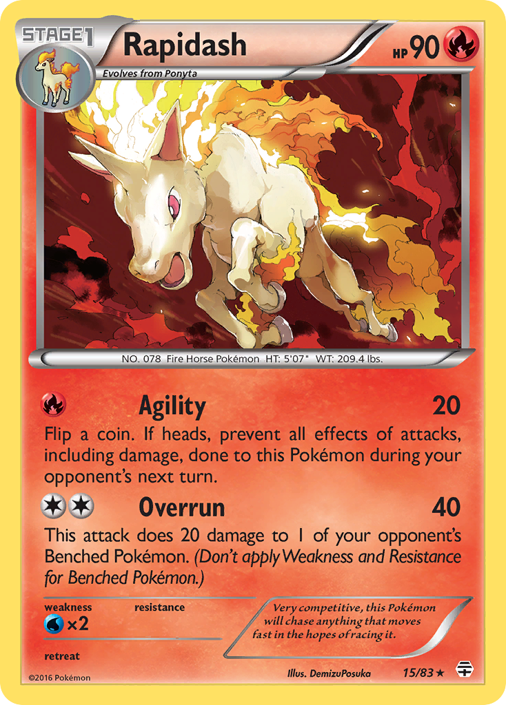 Rapidash 15/83 Rare | Generations | Pokemon Card