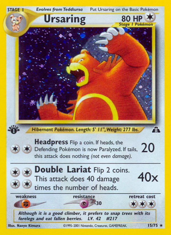 Ursaring 15/75 Rare Holo | Neo Discovery | Pokemon Card