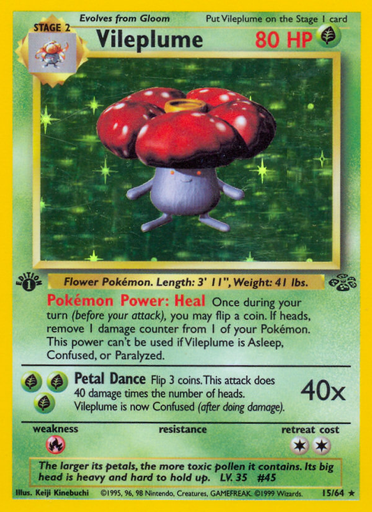 Vileplume 15/64 Rare Holo | Jungle | Pokemon Card
