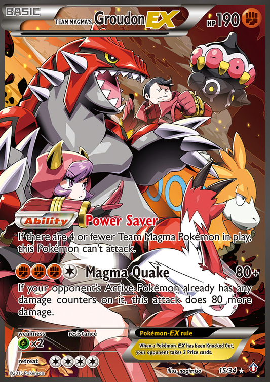 Team Magma's Groudon-EX 15/34 Rare Ultra | Double Crisis | Pokemon Card