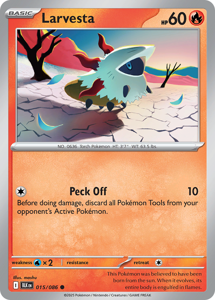 Larvesta 15/86 Common | Black Bolt | Pokemon Card
