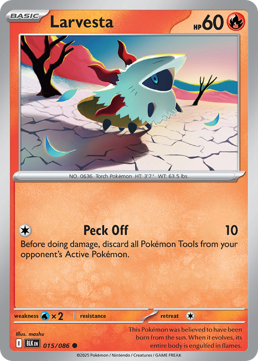 Larvesta 15/86 Common | Black Bolt | Pokemon Card