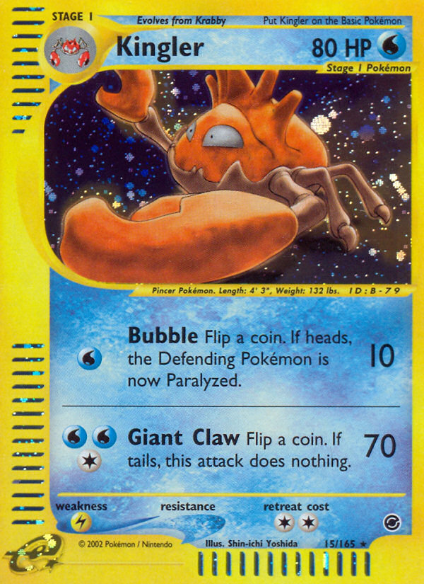 Kingler 15/165 Rare Holo | Expedition Base Set | Pokemon Card