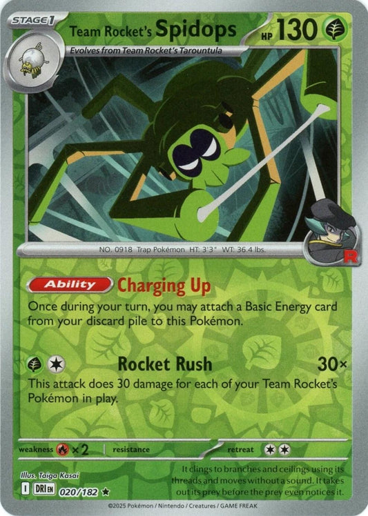 Team Rocket's Spidops 20/182 Reverse Holo | Destined Rivals | Pokemon Card