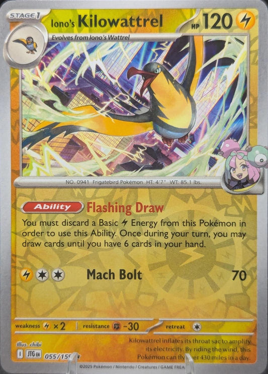 Iono's Kilowattrel 55/159 Reverse Holo | Journey Together | Pokemon Card