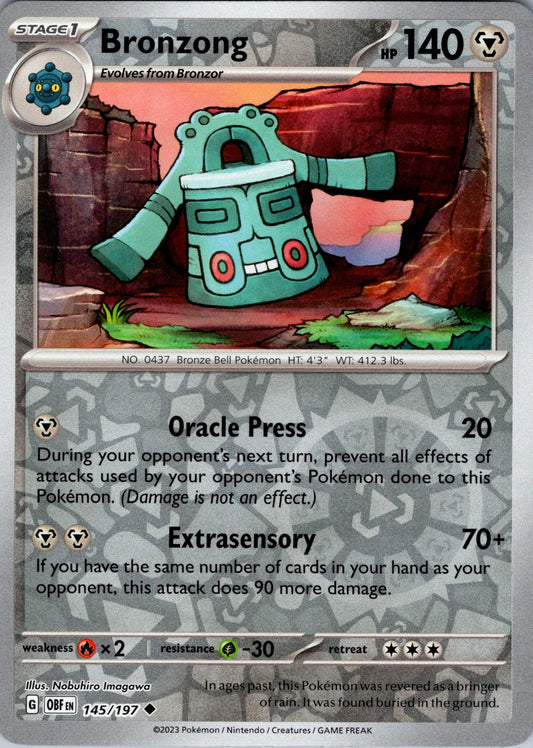 Bronzong 145/197 Reverse Holo | Obsidian Flames | Pokemon Card