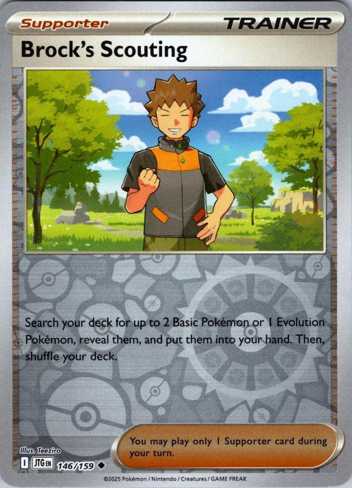 Brock's Scouting 146/159 Reverse Holo | Journey Together | Pokemon Card