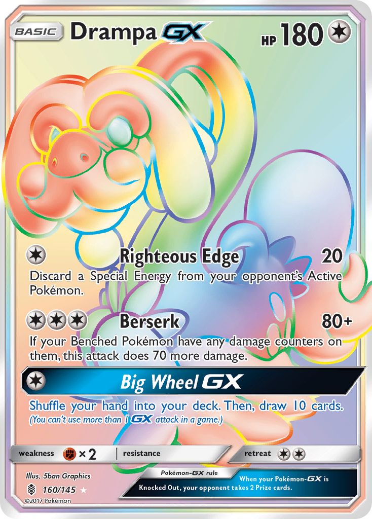 Drampa-GX 160/145 Rare Rainbow | Guardians Rising | Pokemon Card