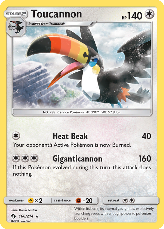 Toucannon 166/214 Rare | Lost Thunder | Pokemon Card