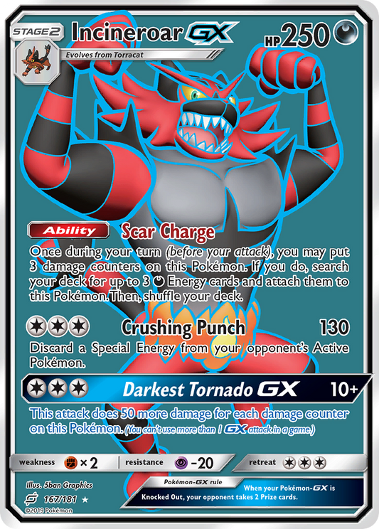 Incineroar-GX 167/181 Rare Ultra | Team Up | Pokemon Card