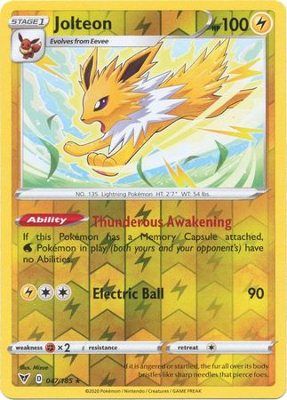 Jolteon 47/185 Reverse Holo | Vivid Voltage | Pokemon Card