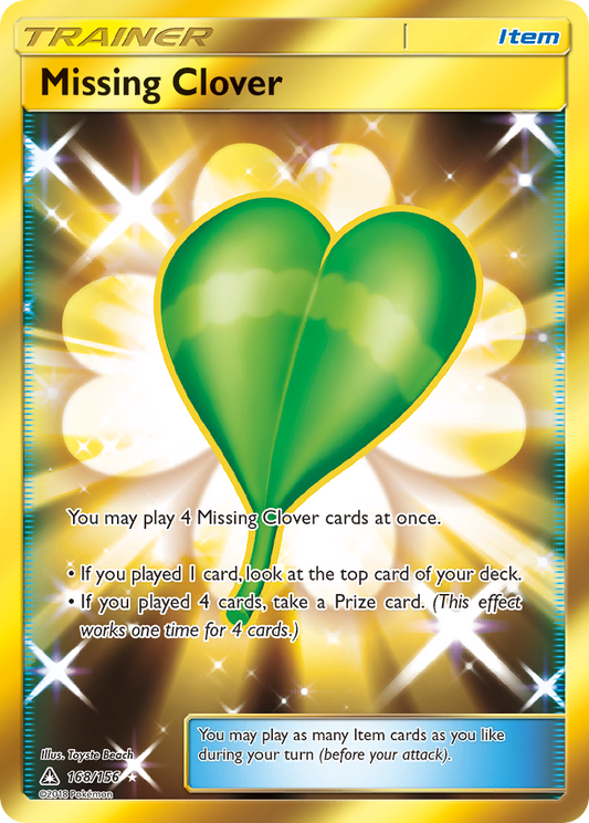 Missing Clover 168/156 Rare Secret | Ultra Prism | Pokemon Card