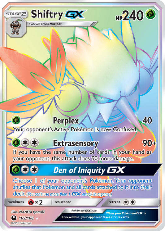 Shiftry-GX 169/168 Rare Rainbow | Celestial Storm | Pokemon Card