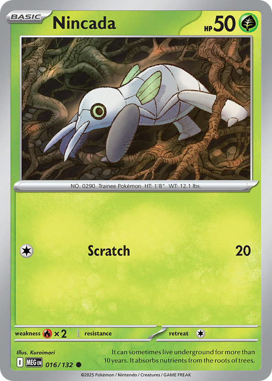 Nincada 16/132 Common | Mega Evolution | Pokemon Card