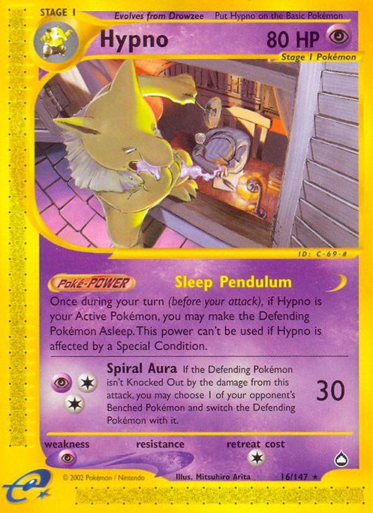 Hypno 16/147 Rare | Aquapolis | Pokemon Card