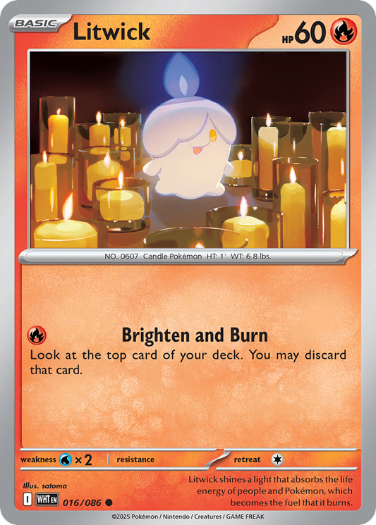 Litwick 16/86 Common | White Flare | Pokemon Card