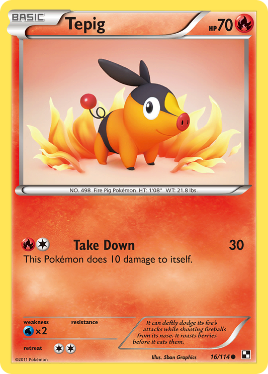 Tepig 16/114 Common | Black & White | Pokemon Card
