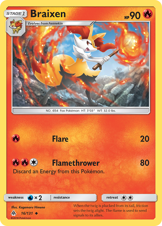 Braixen 16/131 Uncommon | Forbidden Light | Pokemon Card
