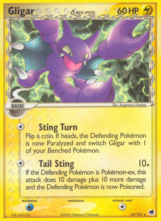 Gligar δ 16/101 Rare | Dragon Frontiers | Pokemon Card