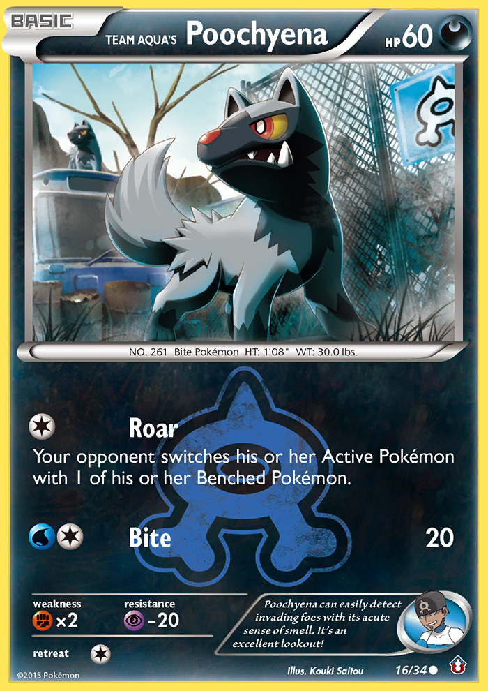 Team Aqua's Poochyena 16/34 Common | Double Crisis | Pokemon Card