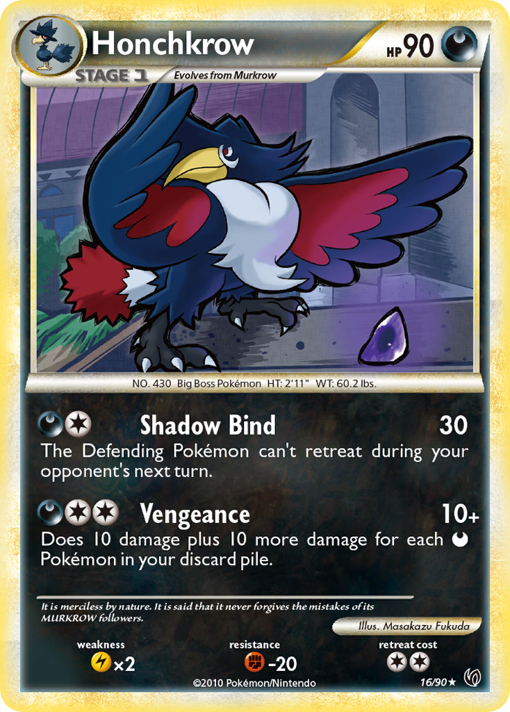 Honchkrow 16/90 Rare | HS—Undaunted | Pokemon Card