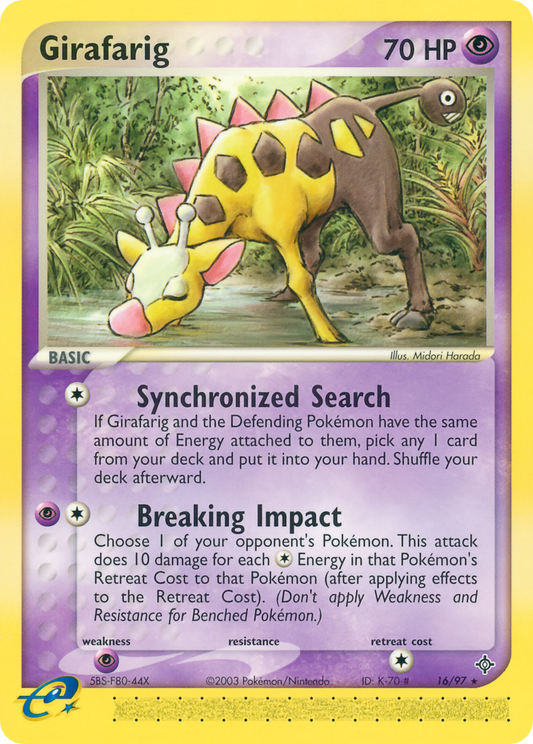 Girafarig 16/97 Rare | Dragon | Pokemon Card