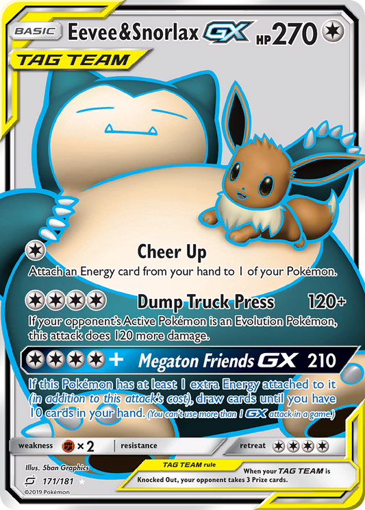 Eevee & Snorlax-GX 171/181 Rare Ultra | Team Up | Pokemon Card