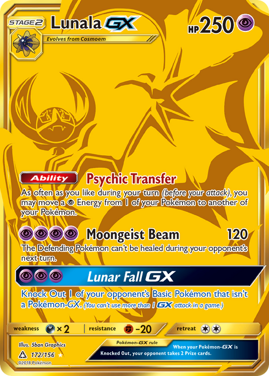 Lunala-GX 172/156 Rare Secret | Ultra Prism | Pokemon Card
