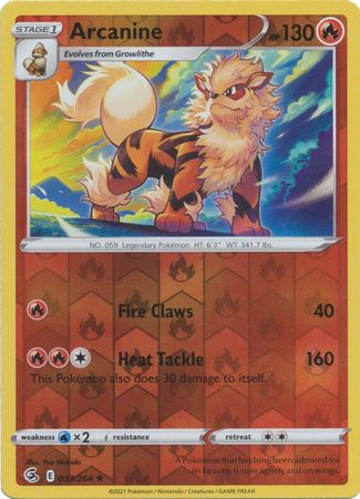 Arcanine 33/264 Reverse Holo | Fusion Strike | Pokemon Card