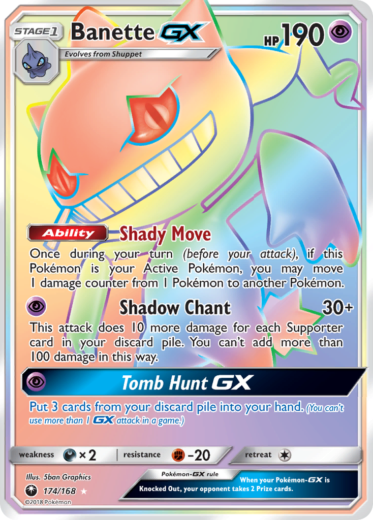 Banette-GX 174/168 Rare Rainbow | Celestial Storm | Pokemon Card
