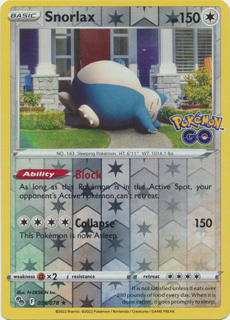 Snorlax 55/78 Reverse Holo | Pokémon GO | Pokemon Card