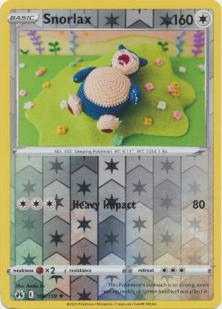 Snorlax 109/159 Reverse Holo | Crown Zenith | Pokemon Card