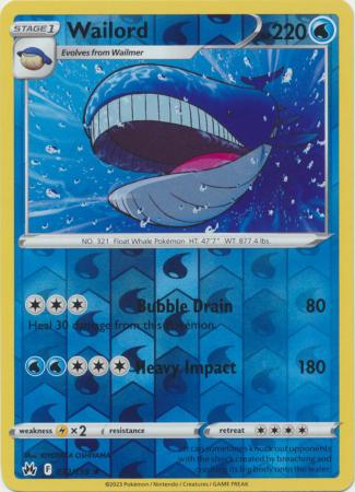 Wailord 32/159 Reverse Holo | Crown Zenith | Pokemon Card
