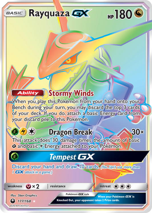 Rayquaza-GX 177/168 Rare Rainbow | Celestial Storm | Pokemon Card