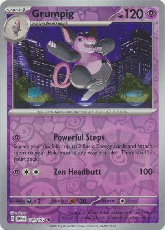 Grumpig 91/197 Reverse Holo | Obsidian Flames | Pokemon Card