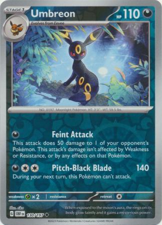 Umbreon 130/197 Reverse Holo | Obsidian Flames | Pokemon Card